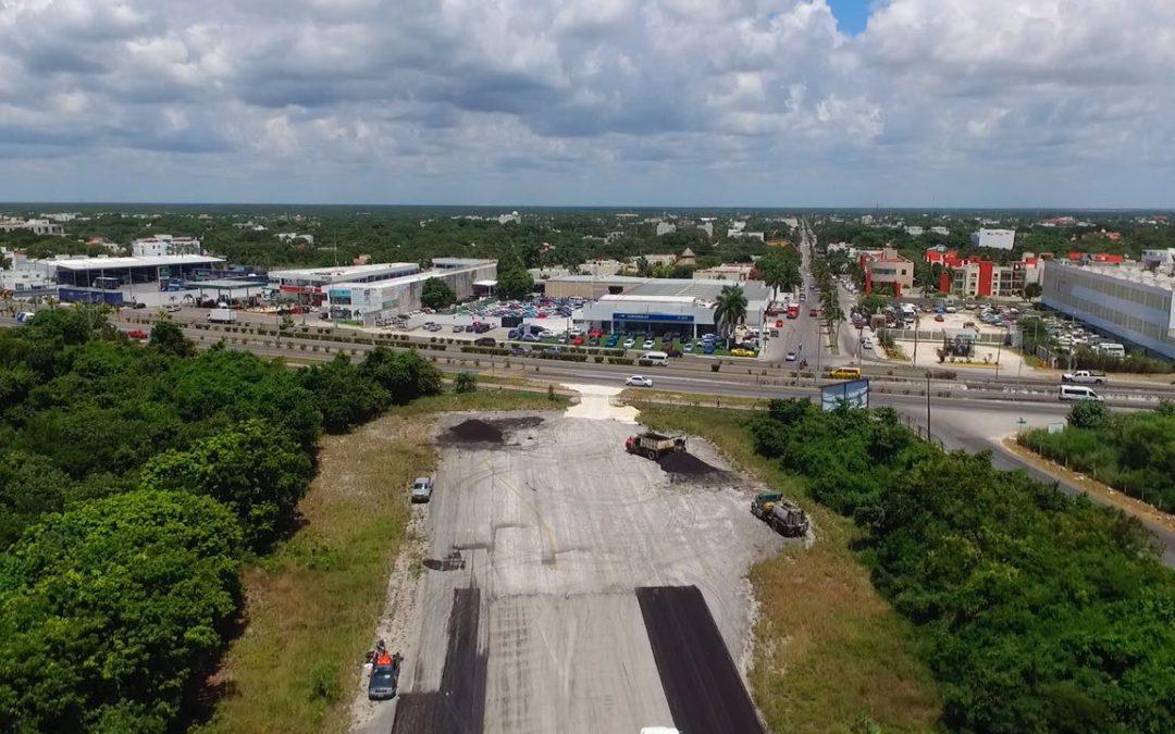 A paso firme la SINTRA realiza los trabajos de reencarpetamiento de la aeropista de Playa del Carmen