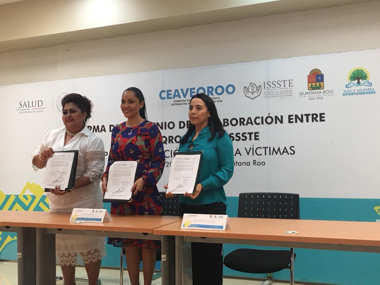 FIRMA DE CONVENIO DE COLABORACIÓN ENTRE CEAVEQROO, SESA E ISSSTE.