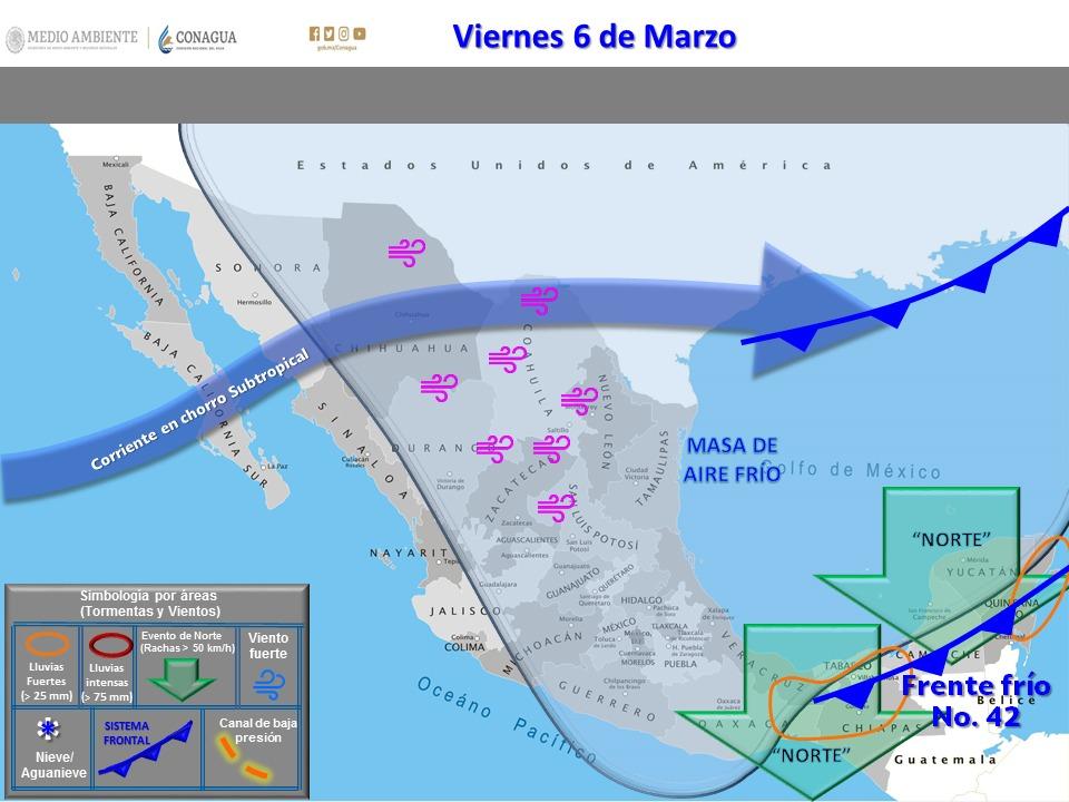 Frente frío número 42 influenciará a Quintana Roo