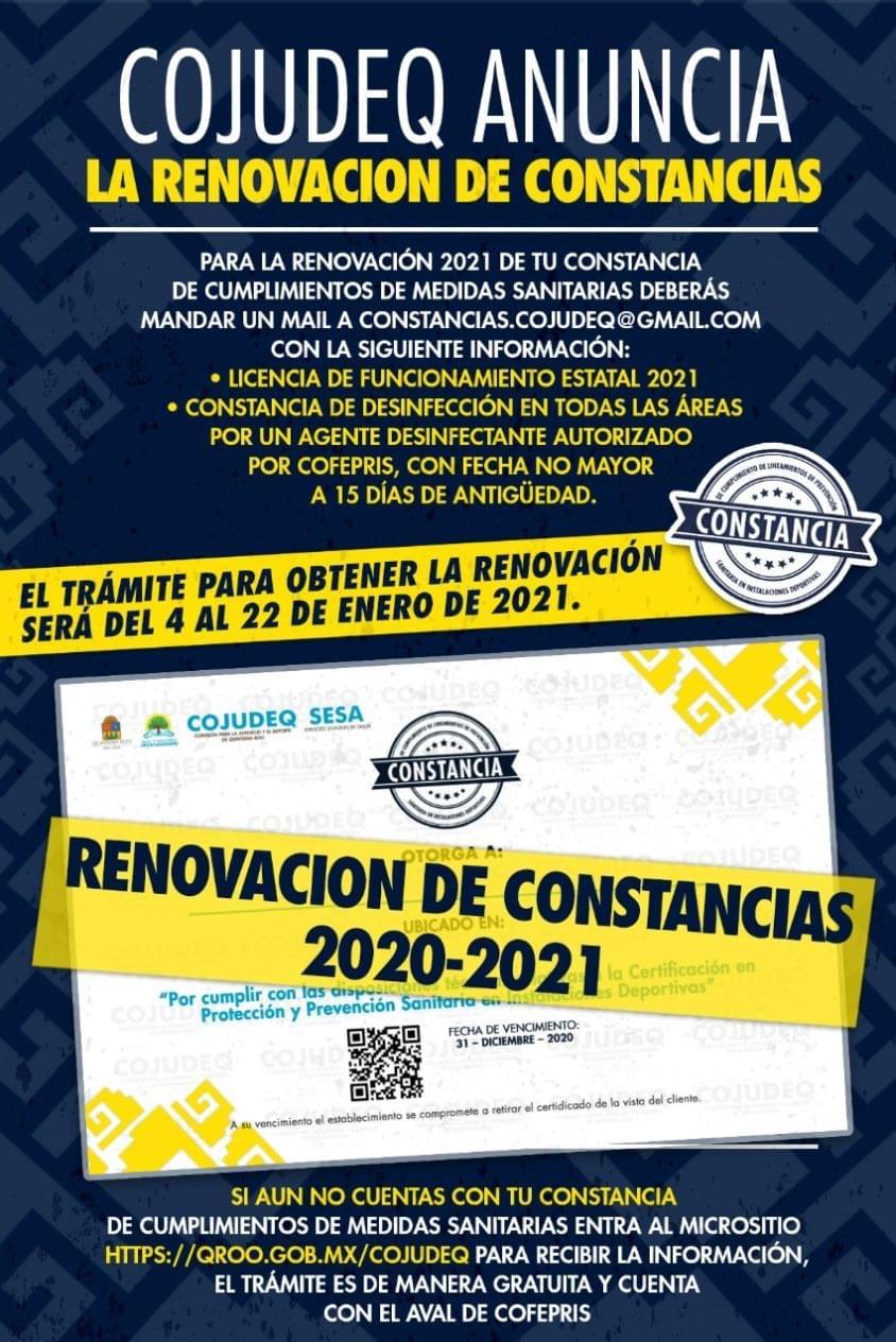 COJUDEQ ANUNCIA LA RENOVACION DE CONSTANCIAS