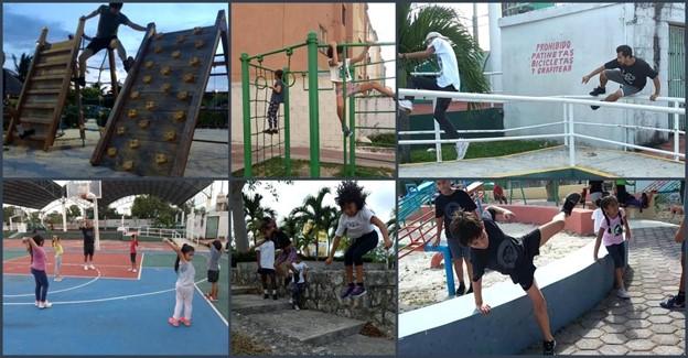 Exhibición de parkour Cancún.